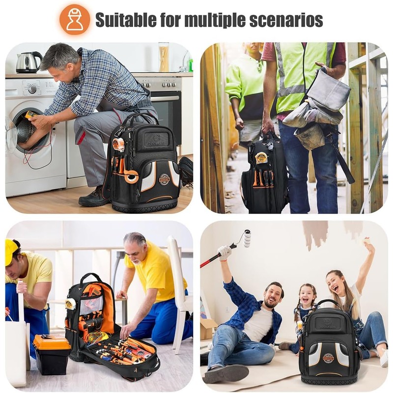 Tool Backpack Bag - Heavy Duty Tool Backpack for Men
