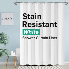 MitoVilla White Peva Shower Curtain Liner, Simple Plastic Shower Curtains Liner for Modern Neutral Hotel Bathroom Decor, Waterproof Bathroom Shower Liner, 72" W x 72" H