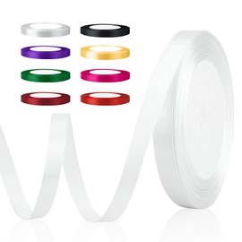 SycloPak White Polyester Ribbons 10mm x 22m, Gift Wrapping, Crafting, Hair Accessories, Event Decorations