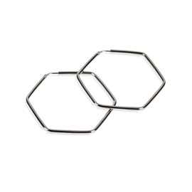 modabilé Women's Creole Earrings, 925 Sterling Silver Hanging Hexagon (3 cm/5 cm) Rose Gold, Gold Plated, Silver & Black I Shape: Hexagon, Geometric Square, Elegant Large Silver Jewellery from Europe, Silver