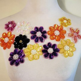 12pcs/lot Random Color Embroidery Sequins Sunflowers Appliques Skirts Shoes Hats Headwear Hair Accessories Wedding Dresses Decorations Sewing Patches