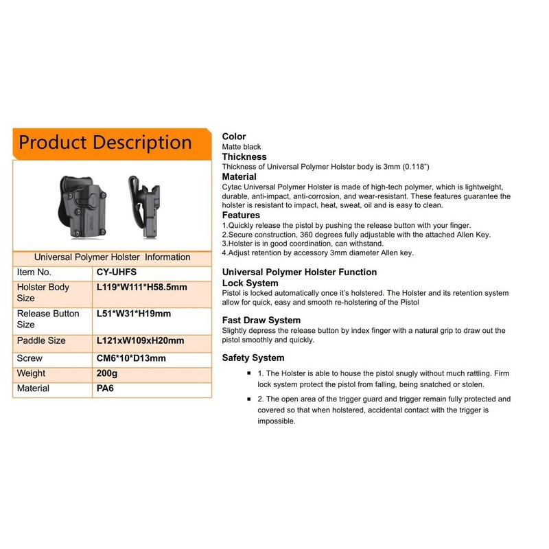 Mega-Fit Paddle Holster Fit Most Popular Full Size and Compact