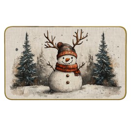 Mingnei Winter Snowman Doormat Door Mat for Home Entrance, Christmas Snowman Tree Snowflake Xmas Holiday Floor Mats for House Front Indoor Inside Outdoor Outside Entryway Rug 30 x 17 Welcome Mat