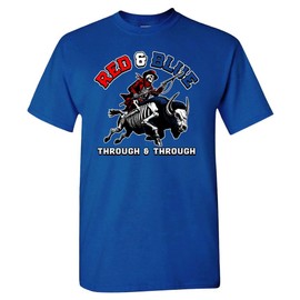Red & Blue Through & Through Men's Skull T-Shirt for Buffalo Fans (Royal Shirt, XL)