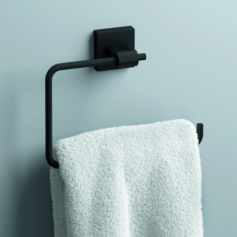 Franklin Brass Maxted (1-Pack) Hand Towel Holder Matte Black Towel