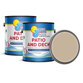 In The Swim Patio and Deck Paint - Taupe - Water Based Acrylic Coating - For Sprayed, Patterned, or Bare Concrete Surfaces - 1 Gallon - 2-Pack