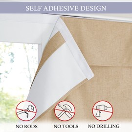 RYB HOME French Door Blinds 100% Blackout, Linen Blended Window Decor Room Darkening Privacy Skylight Patio/French Glass Door Window Shades, W26 x L40 inch, Camel, 1 Panel