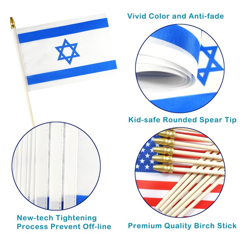 QQSD Israel Small Flag Israeli Stick Mini Hand Held Flags