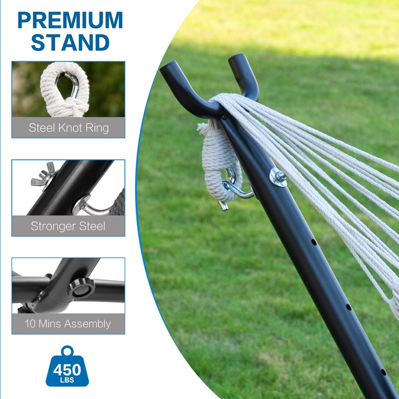 PNAEUT Double Hammocks with Stand for Outside, Portable Space Saving