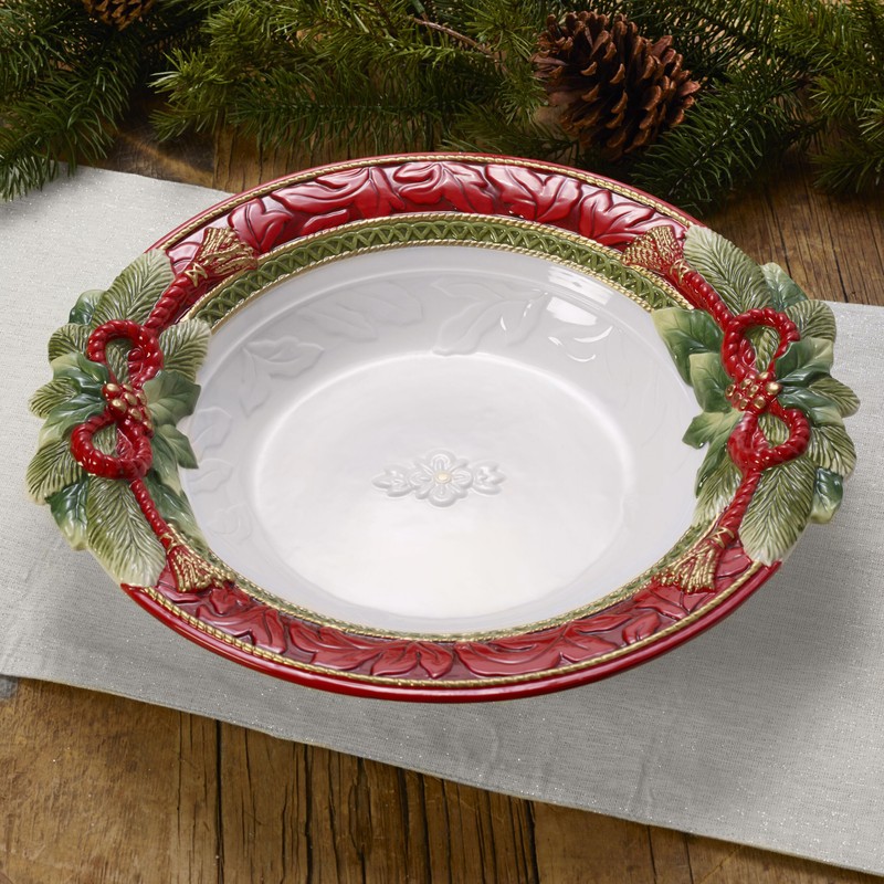Fitz and Floyd Holiday Home Garland Serving Bowl, 16 Inch