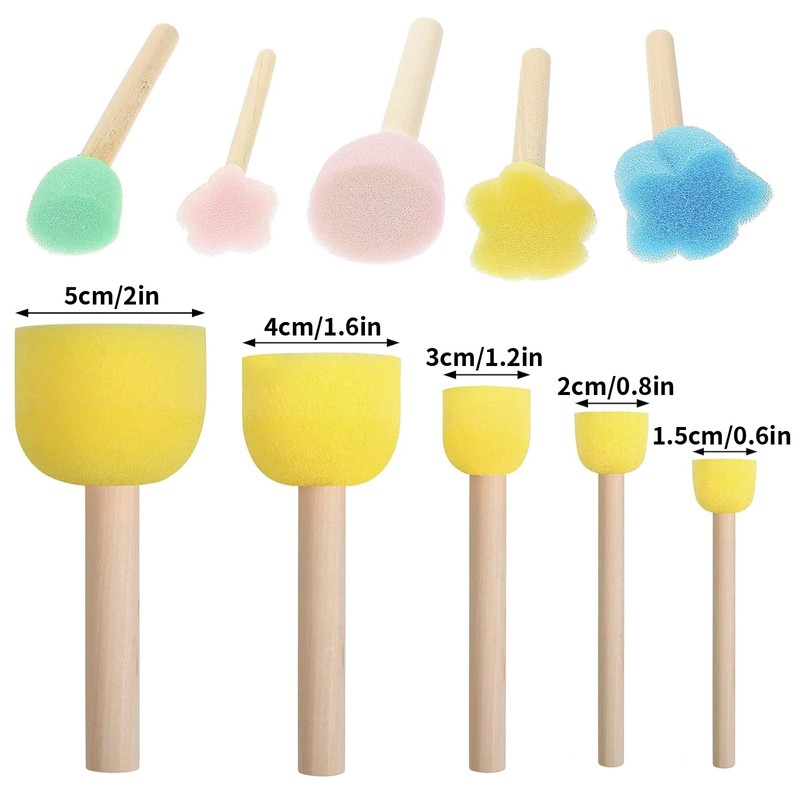 Zalizr 10 Piece Sponge Brush Set, Reusable Wooden Handle Foam