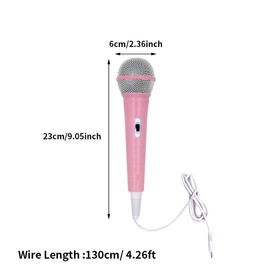 EKDJKK Wired Microphone, Portable Wired Dynamic Microphone 3.5mm Jack Lightweight No Battery Singing Mechine Home Wired Handheld Microphone for Kids (Pink)