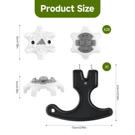 20 Pcs Golf Shoe Spikes, Golf Spikes Replacements with 1 Pcs Shoe Cleats Wrench with Traction Stability and Comfort Golfs Shoe Studs Anti-Slip Design Easy Installation for Golfs Shoes