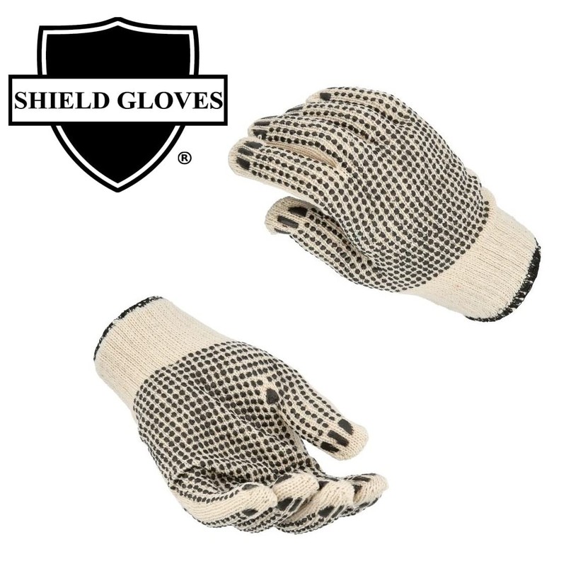 PackagingSuppliesByMail Cotton Work Gloves, PVC Double Sided Dot Gloves, Mens,