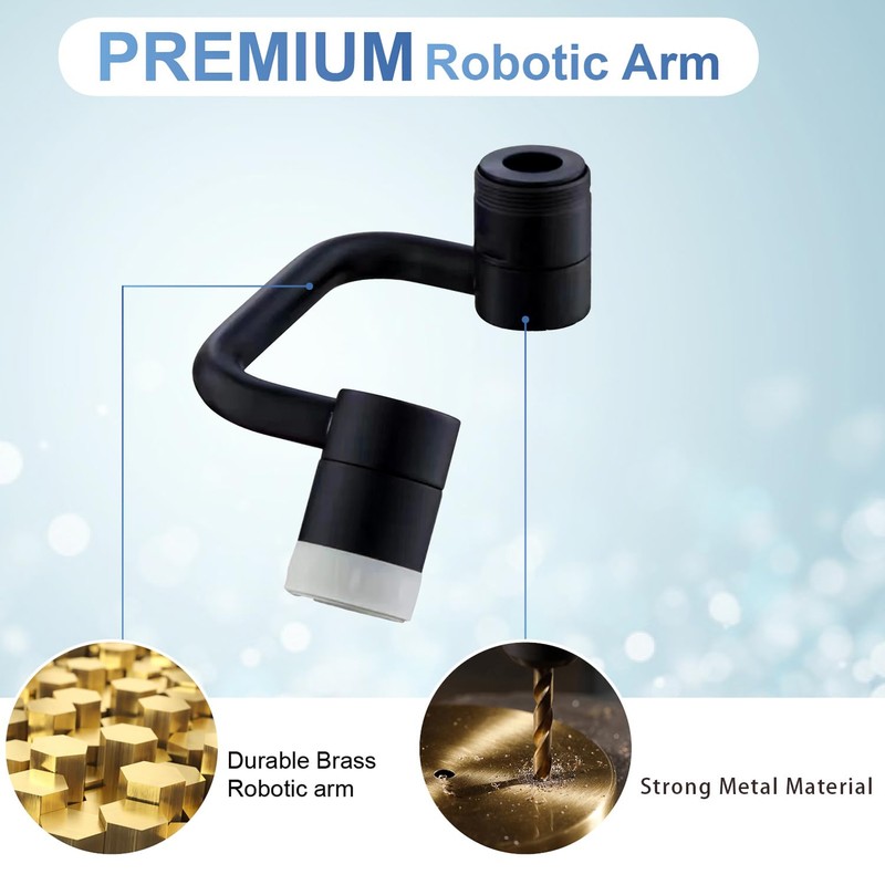 Matte Black Faucet Aerator, 1080° Swivel Faucet Extender, Kitchen Sink
