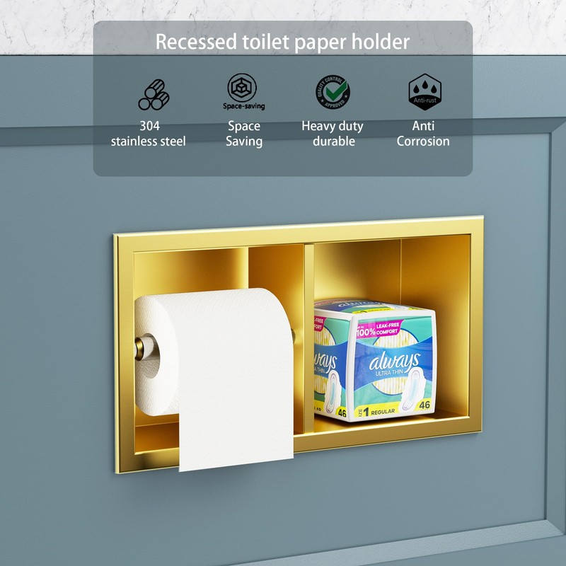 Neodrain Dual Roll Recessed Toilet Paper Holder - 304 Stainless