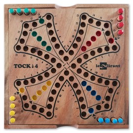 TOC Pocket Tock Set with 4 Solid Acacia Wood Hand-Made Eco-Friendly French Brand LeDELIRANT 19 x 19 cm Family Board Games for 4 Players Resealable Tray CE Standards