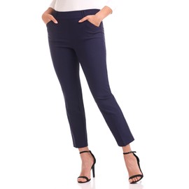 Rekucci EcoCozy Comfort - Pantalón chino de pierna recta con bolsillos para mujer, Azul Marino, 38