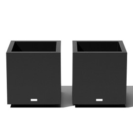 Veradek Block Series Cube Plastic Planter - Large Square Planter for Indoor or Outdoor Patio/Garden | Durable All-Weather Use with Drainage Holes | Modern Décor for Tall Plants, Trees, Flowers