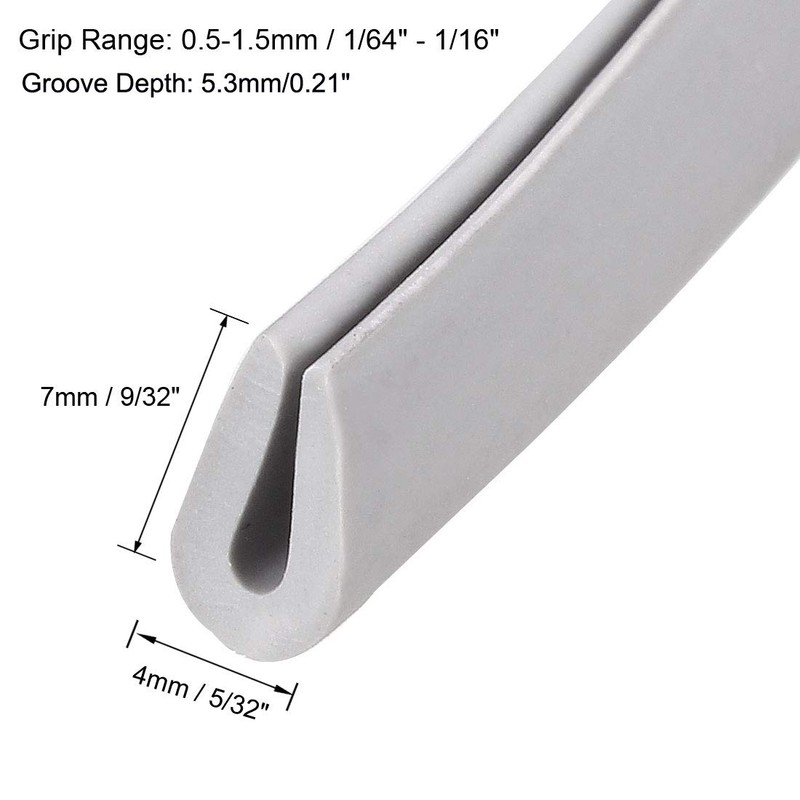 sourcing map Edge Trim U Seal Grey Rubber Plastic U