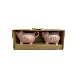 Rae Dunn Ceramic Piglet Cream and Sugar Set, Oink & Snort (Pink Pigs)