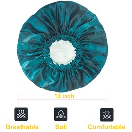 Satin Bonnet Silk Bonnet for Sleeping, Hair Bonnet for Sleeping Silk Hair Wrap for Sleeping, Bonnet for Curly Hair Women Silk Bonnet for Natural Hair (Blue Zircon)