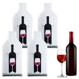 uxcell 4Pcs Wine Bottle Travel Protector Bags with Bottle Motif for Transport(White)