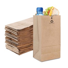 Stock Your Home 4 Lb Kraft Brown Paper Lunch Bags (100 Count) - Bulk Disposable Lunch Sacks, Small Size Blank Bag for Kids, Good for a Snack, Sandwich, Grocery Food, and Arts & Crafts Projects