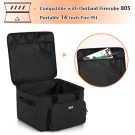 samdew Outdoor 14 Inch Firecube Carry Bag, 14" Fire Pit Case Compatible with Outland Firecube 805 Portable 14 Inch Square Propane Gas Fire Pit, with Water-resistant Bottom & Padded Handles, Bag Only