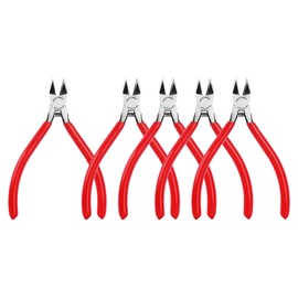 HAUTMEC 6" Flush Cut Pliers Ultra Sharp Wire Cutters 5PCS with Spring Loaded and Non-Slip Grip, Ideal for Plastic, Soft Wire, Toy Model Kits, Jewelry Marking, Zip Ties