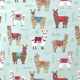 Riva Paoletti Kids Llamarama Toddler Duvet Cover Set - Multicolour Mint Green - Reversible Llama Design - 1 x Pillowcase Included - PolyCotton - Machine Washable - 120 x 150cm (47" x 59" inches)