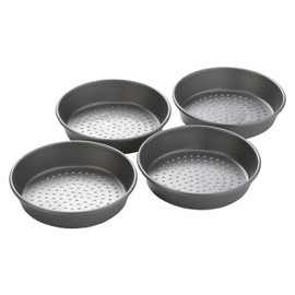 Chicago Metallic Deep Dish Pizza Pan Set of 4, 7 Inch Personal Size, Heavy-Duty Carbon Steel with Perforated Bottom for Crispy Crust, Perfect for Family Pizza Night