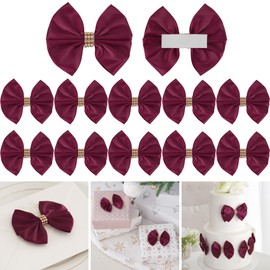 LiBongTa 3.5" Red Bows Premade Satin Ribbon Bows for Presents, Self Adhesive Bows with Rhinestone, Dark Red Valentines Bows for Gift Wrapping, Treat Bags, Decor Accessories, Party Favors-12 Counts