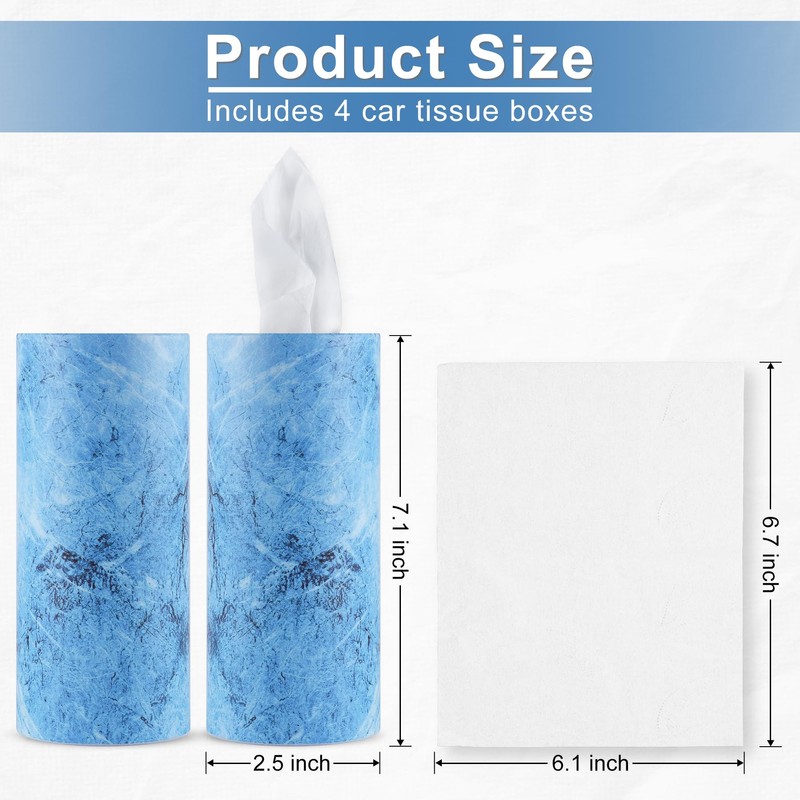 SINGARO Car Tissue Holder, 4 Pack Car Cup Holder Facial