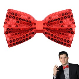 Christmas Red Glitter Bow Tie for Men Costume Clothing Accessories for Christmas Decorations Mens Womens Red Bowtie Sparkly Formal Tie Glitter Red Neck Bow Tie for Women Men Christmas Bow Tie Pre Tied