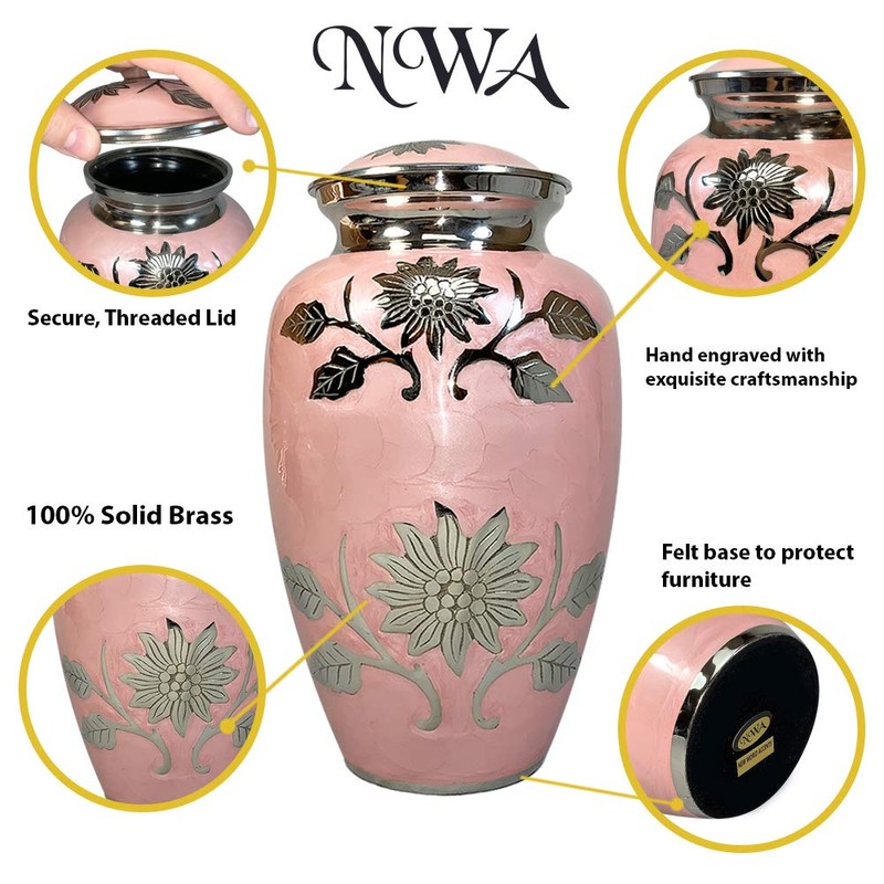 Human Funeral Cremation Urn, Large Size Pink Human Ash Urn