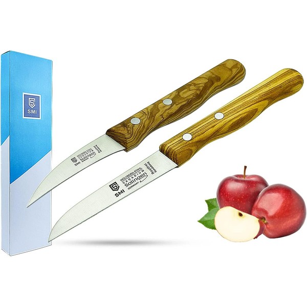 SMI - Solingen Kitchen Knife Olive Wood Paring Knife Vegetable Knife Fruit Knife Curved and Straight Not Dishwasher Safe