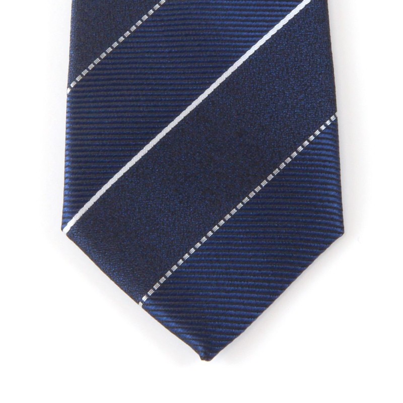 The Shirt Studio Navy Two-Tone Stitch Stripe Self-Tie Necktie