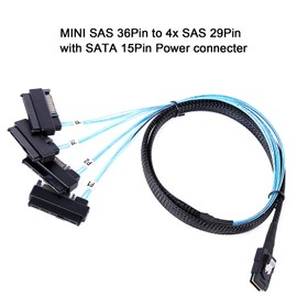 ADCAUDX 2Pack Mini-SAS to SAS-Cable: 1M SFF 8087 to SAS SFF-8087 to 4 SFF-8482 with SATA-Power Adapter Cable (3.3FT)