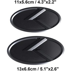 2 x K5 Forte Rio Optima Black Car Front Bonnet Emblem Badge K Logo