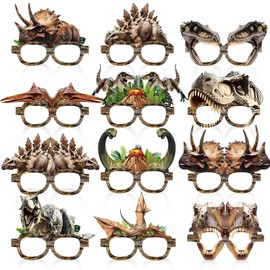 Oitnlaughter 36 Pcs Dinosaur Glasses Bulk Dinosaur Birthday Party decorations Dino Themed Paper Glasses Novelty Eyeglasses Photo Booth Props for Kids Jungle Safari Animal Birthday Party Favors