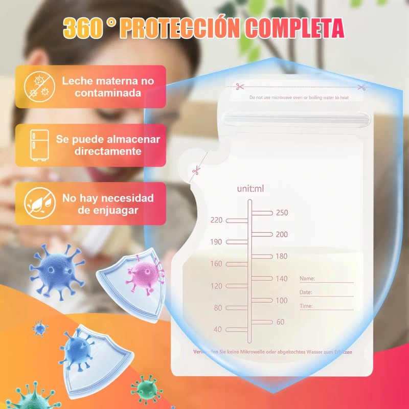 Bolsa De Almacenamiento De Leche Materna 250ml,200 Piezas.