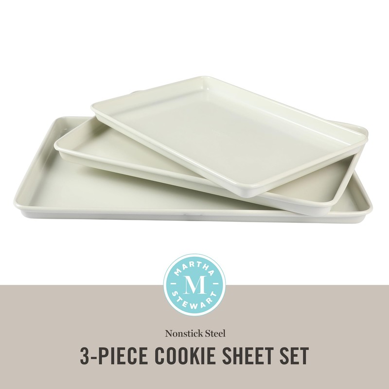 Martha Stewart Gallen 3-Piece Cookie Sheet Set – 13", 15",