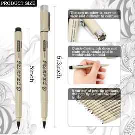 Enodny 16 Pack Micro Pen Set Waterproof Archival Ink Set Black Micro Fine Point Drawing Pens Archival Ink Brush Pen for Painting, Sketching, Writing, and Drawing