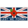 Poppy Car Window Sticker with Union Jack Lest We Forget