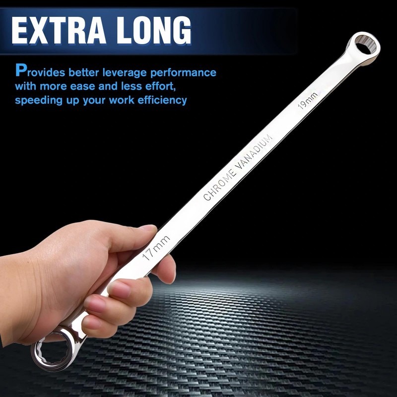 Double Box End Wrench 17 x 19 mm Extra Long