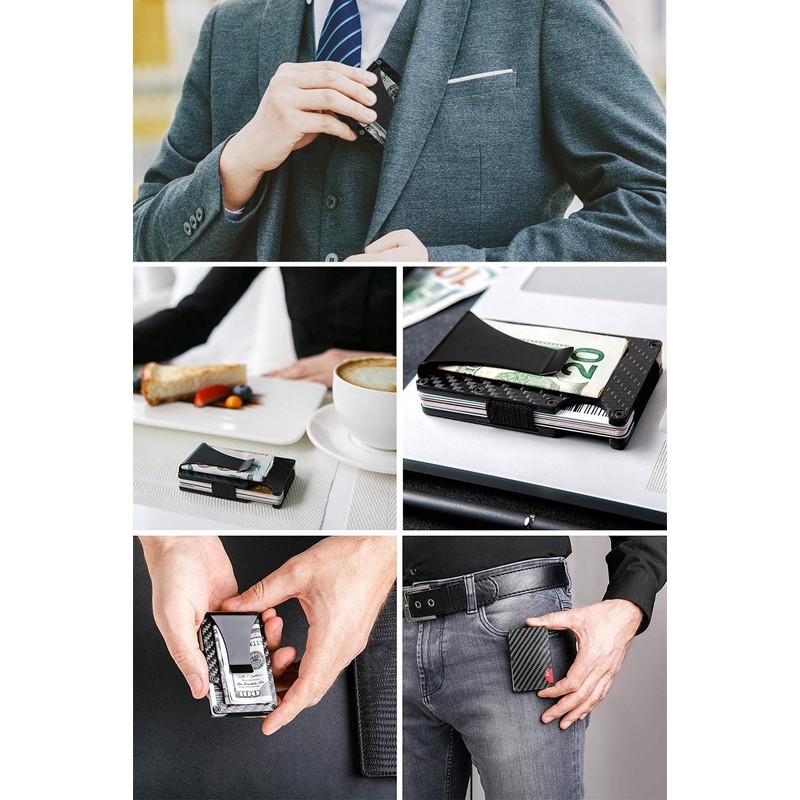 [XIANGUO] Money Clip Credit Card Case Anti-Magnetic, Carbon Model