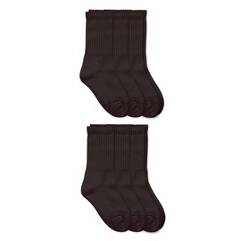Jefferies Socks Big Boys' Seamless Sport Crew Half Cushion Socks 6 Pair Pack, Black, Large