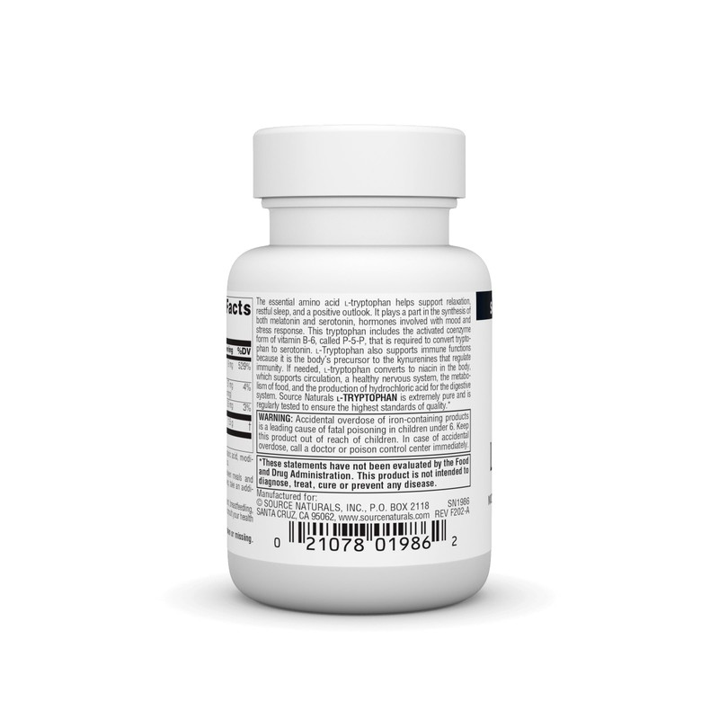 Source Naturals L-Tryptophan with Coenzyme B-6 500 mg - 30