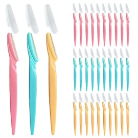 YUESUO Eyebrow Razor, 40pcs Face Razor for Women and men, Portable Facial Hair Remover and Shaver with Protective Cover, 3-color safe and accurate facial beauty tools (40 count (Pack of 1))